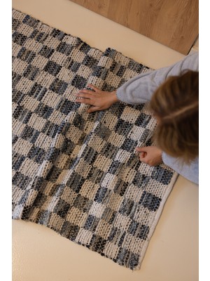 İrya Checker Denim Kilim Ekru/indigo 80X150