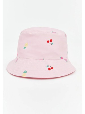 LC Waikiki Pembe Kiraz Desenli Kız Bebek Bucket Şapka Rahat Kalıbı ile Günlük Kullanım İçin İdeal