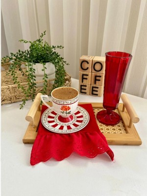 Nurgita Home Fırfırlı Ucu Fistolu Duck Keten Kahve Sunum Peçetesi &koktyel Peçete & Bardak Altlığı ( 1 Adet)