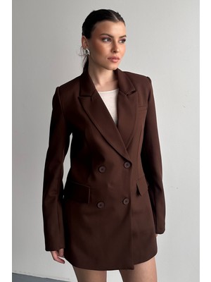Moda Armanc Kadın Düğme Detaylı Oversize Blazer Ceket