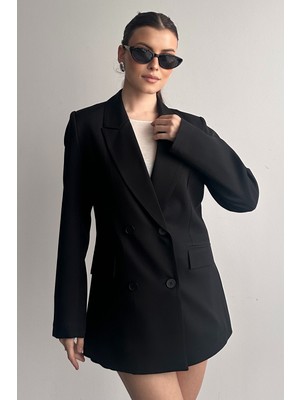 Moda Armanc Kadın Düğme Detaylı Oversize Blazer Ceket
