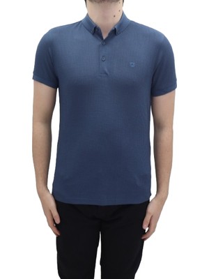 Santa Fistan Store Erkek Düz Spor Kesim Dar Kalıp Cepsiz Polo Yaka T-Shirt