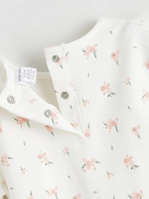 LC Waikiki Ekru Bebe Yaka Çiçekli Kız Bebek Tulum
