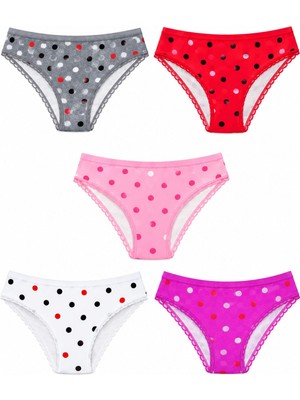 Hepsine Rakip 5li Kadın Puantiyeli Pamuklu Bikini Külot Iç Çamaşırı Kelebek