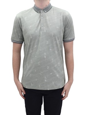 Santa Fistan Store Erkek Desenli Spor Kesim Rahat Kalıp Cepsiz Polo Yaka T-Shirt