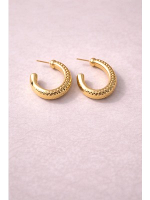 Sylvera Shop Parlak Dokulu Halka Küpe – Zamansız Stil (Gold Renk)