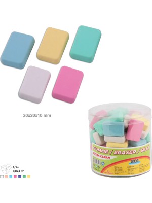 Ark Pastel Renkli Ekstra Temiz Silgi Karışık Renk 24 Adet