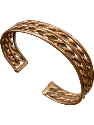 Fm Şifa Niyetine; %100 Saf Bakır El Işçiliği Örgü Model Ayarlanabilir Bileklik - Tasarım Kelepçe Bileklik, El Yapımı Antik Form