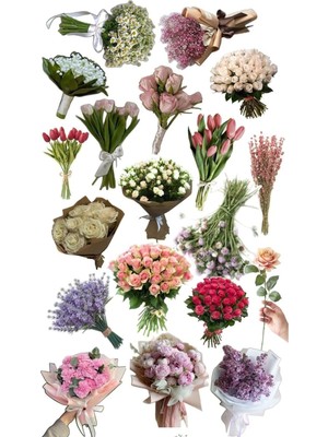 Peri Store Retro Bouquet Temalı Laptop Tablet Telefon Ajanda Bullet Journal - Suya Dayanıklı Etiket