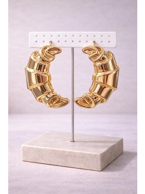 Sylvera Shop Kruvasan Form Küpe – Modern Stil (Gold Renk)