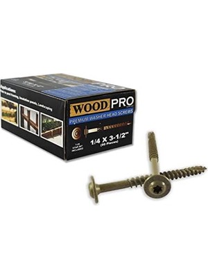 Peri Store Woodpro Fasteners ST14X312-50PC 1/4-Inç x 3-1/2-Inç Uzunluk Yuvarlak Yıkama Başlığı Dış Ahşap Vidalar, 50'li Paket, Altın