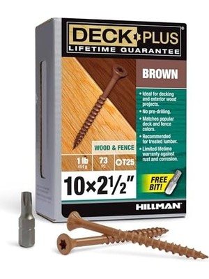 Peri Store Plus Ahşap Vidalar, Kahverengi Dış Vidalar, 2-1/2" x #10, 1 Lb