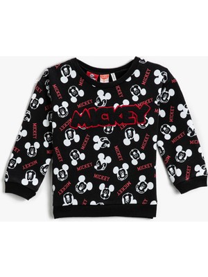 Koton Mickey Mouse Baskılı Sweatshirt Bisiklet Yaka Lisanslı Pamuklu