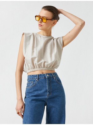 Koton Beli Lastikli Crop Tişört