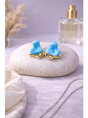 Sylvera Shop Soft Love Mavi Kalp Küpe