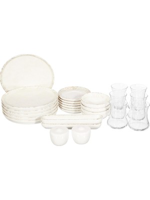 Peri Store Taç Porselen Ethnic Light Kahvaltı Takımı Bej 6 Kişilik