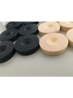 Peri Store El Yapımı Ahşap Tavla Pulu 2 Adet Zar Hediye 35 mm