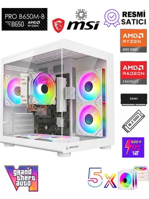 Zeiron APU X50 AMD Ryzen 5 8500G-MSI B650M-B/AMD Radeon 740M GRAPHICS/512GB M.2/16GB DDR5 Beyaz-Oem Oyuncu Paket