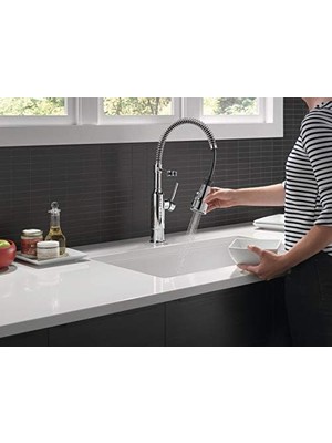 Peri Store Musluk Theodora Krom Mutfak Bataryası Aşağı Çekmeli Püskürtücü, Ticari Stil Mutfak Lavabo Bataryası, Mutfak Lavaboları Için Musluklar, Tek Saplı, Manyetik Yerleştirme Püskürtme Kafası, Krom