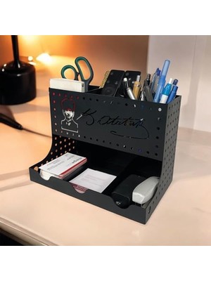 Peri Store Atatürk Temalı Kalemlik Masaüstü Organizer Model 2 Siyah