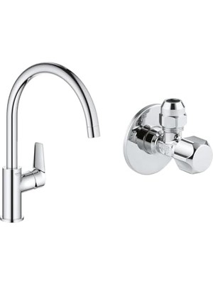 Peri Store Start Edge Eviye Bataryası Krom + 2 Adet 55MM Ara Musluk Seti