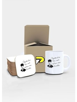 Peri Store Atatürk Sözlü Öğretmenler Günü Baskılı Kupa Bardak Seti Mug (Öğretmenler Günü Hediyesi, Öğretmene Hediye)