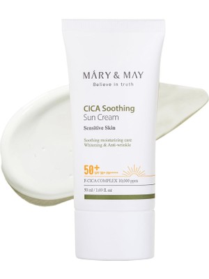 Peri Store Mary&may Cica Soothing Sun Cream/yatıştırıcı Güneş Kremi Spf 50+ Pa++++ 50 ml