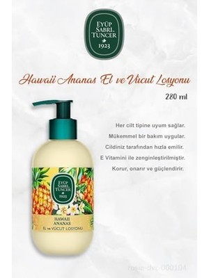 Peri Store Hawaii Ananas 3 Adet Vücut Losyonu 280 ml ve Rosıe Pamuk 60'lı