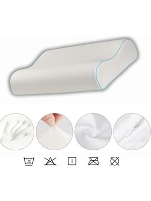 Peri Store Çift Taraflı Visko Boyun Destek Yastığı, Visco Boyun Yastığı, Büyük Boy Çift Taraflı Yastık, Ortopedik Yastık, 60X40X14-12 cm