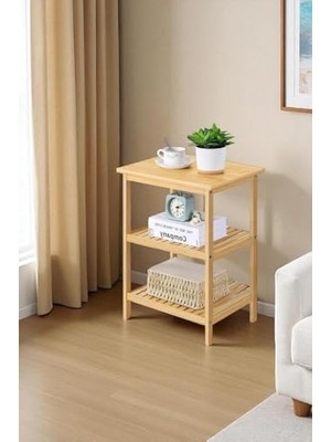 Peri Store Bambu 3 Raflı Komodin Yan Sehpa Şifonyer Düzenleyici Orta Sehpa DB-0024