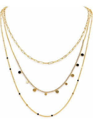 Felix Accessories Aurielle Çoklu Zincir Gold Kolye
