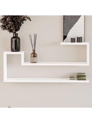 Peri Store Ravi Dekoratif Duvar Rafı, Modern Kitaplık ve Raf Ünitesi, Beyaz