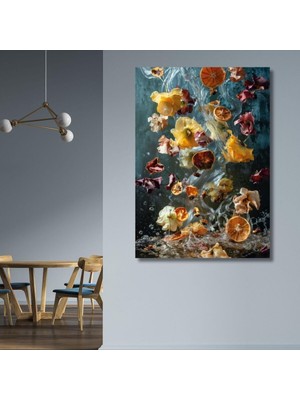 Peri Store Tekli Dikey Kanvas Mutfak Tablosu Portakal Çiçekleri ve Su, 60 x 90