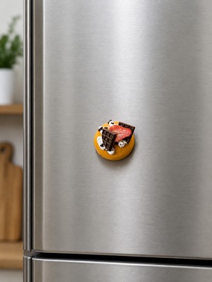 Haki Store Çilek & Çikolata Detaylı Cupcake Magnet Gerçek Görünümlü Yumuşak Dekoratif Buzdolabı Magneti ve Masa Aksesuarıtekli
