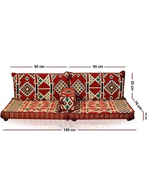 Peri Store Kilim Desenli Şark Köşesi Ikili Sedir Takımı Kırmızı (Kılıf)