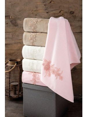Peri Store Hazal 6'lı Güpürlü Kadife Havlu Havlu Seti Havlu Takımı Çeyizlik Havlu Hediyelik Havlu 1010623, Çok Renkli, 50 x 90