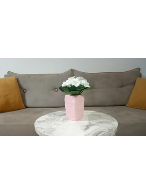 Peri Store Dahil, Dahil,vazoda Çiçek,beyaz Yapay Çiçek, Dekoratif Çiçekli Pembe 7X7X17CM