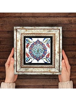 Peri Store Çini Sanatı Taş Duvar Tablosu - Çerçeveli Taş Tablo - Dekoratif Duvar Sanatı - Modern Ev ve Ofis Duvar Dekoru T1-28