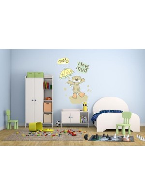 Peri Store Duvar Süsü (Sticker) 2 Adet Çamurlu Ayı Desenli Pvc 70X50X0,5CM