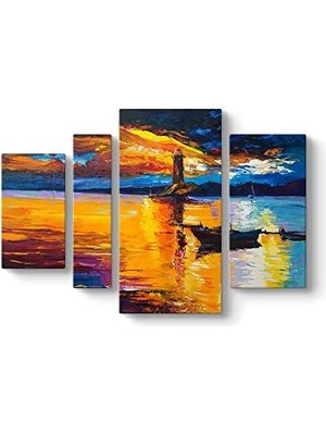 Peri Store Deniz Feneri Yağlıboya Tablo 119 x 80-4 Parçalı