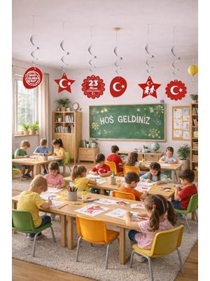 Peri Store 23 Nisan Süsleri 23 Nisan Hediyeleri Ipli Ay Yıldızlı Bayrak 50 Li 6'lı Sarkıt