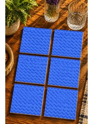 JHAAR Dalgalı Tasarım Modern 6’lı Set Bardak Altlığı - Uv Baskı Mdf - 10X10 cm