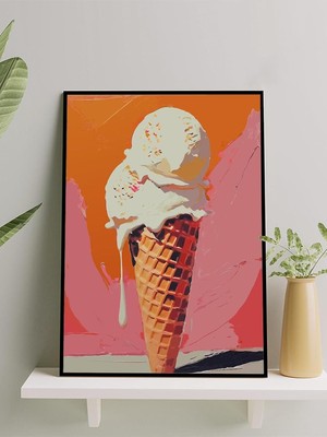 Peri Store Melt, Tatlı Eritme Dondurma Soyut Sanat Mutfak Çerçeveli Tablo - Çerçeveli Poster