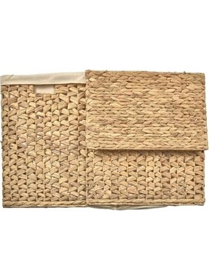 Peri Store El Yapımı Doğal Hasır Katlanabilir Kirli Çamaşır Sepeti, Modern Desenli Çamaşır Sepeti, Katlananır Yer Kaplamayan Kirli Çamaşır Sepeti (44X34CMYÜKSEKLIK 54CM)