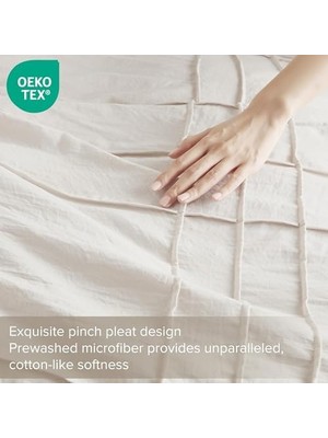 Peri Store Spaces Krem Kraliçe Yorgan Seti - 3 Parça Pintuck Pileli Çiftlik Evi Yatak Takımları Kraliçe, Tüm Sezon Hafif, Pamuk Benzeri Yumuşaklık Önceden Yıkanmış Mikrofiber Kraliçe Yatak Seti, Şems,