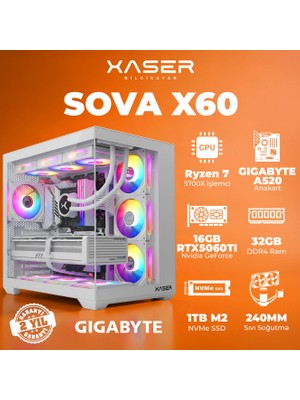 Xaser SOVAX60 Ryzen 7 5700X 32GB Ram 1tb M.2 Nvme SSD 16GB RTX5060TI Sıvı Soğutmalı Masaüstü Oyuncu Bilgisayarı