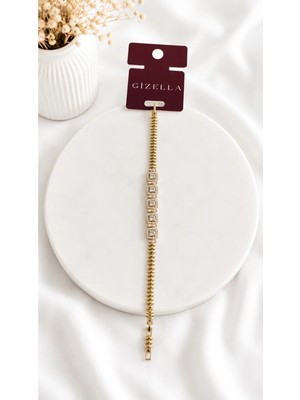 Gizella Xuping Baget Taşlı Gold Bileklik