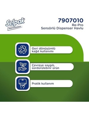 Peri Store Selpak Professional Re-Pro Sensörlü Dispenser Havlu 6 Rulo 21CM x 135 M