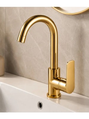 Fleko Mob Gold Kuğu Lavabo Bataryası