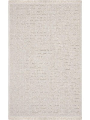 Peri Store Bej Yıkanabilir Halı Çizgili Bukle Kaymaz Taban Modern Oturma Odası Salon Halısı
